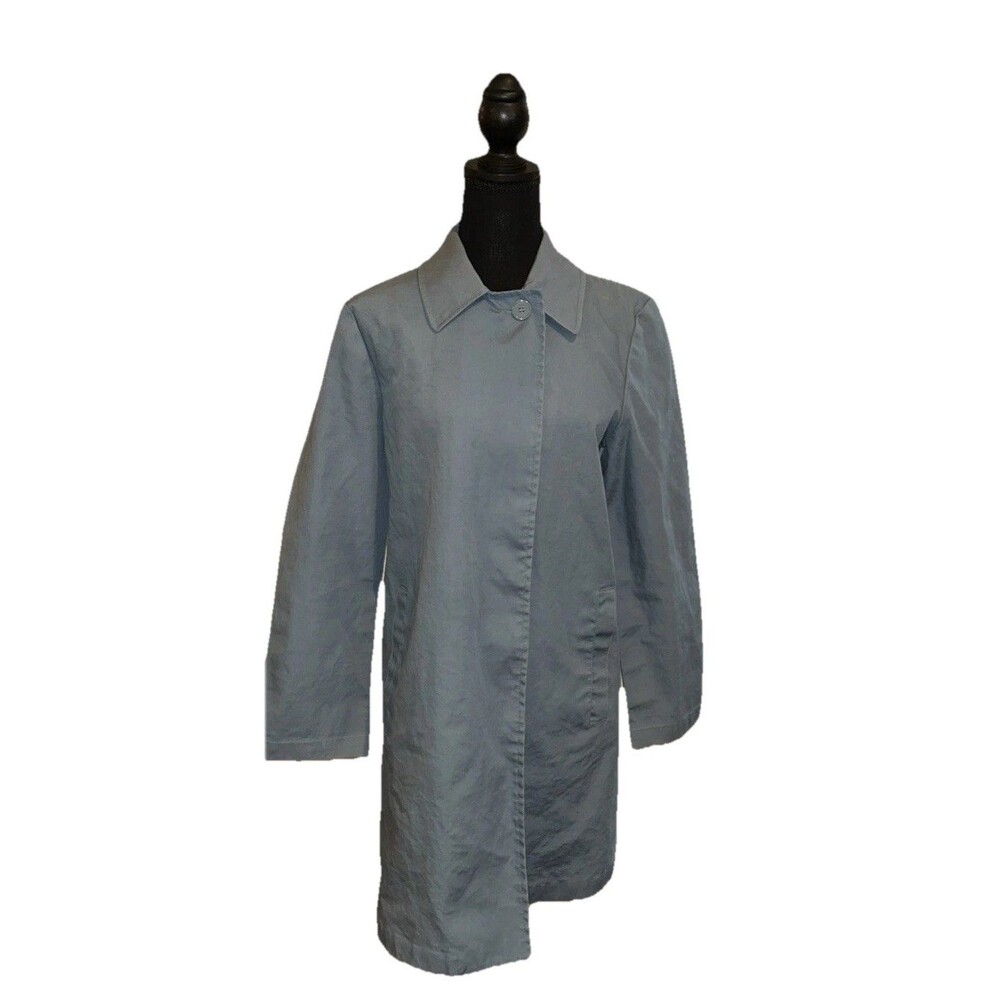 Old Navy Medium 100% Cotton Dusty Blue Car Coat Long Sleeve Collared Jacket
